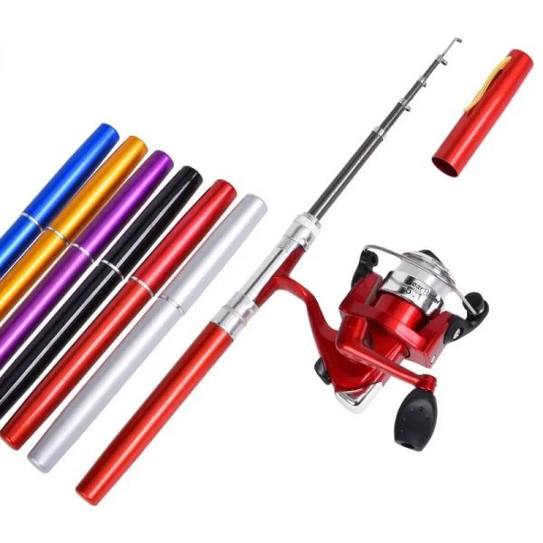 Combo 1/set Pen Pen Fishing Spinning Wheel Fishing Wheel Pocket Pocket Ice Fishing Haste Sea Rod Equipador de pesca Haste de pesca telescópica