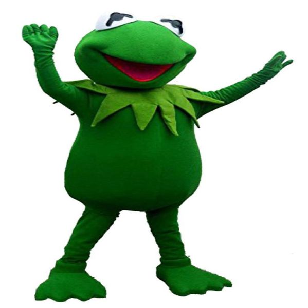 Kermit Frog Mascot Costumes Tema animado Happy Frog Cospaly Mascote de desenho animado Personagem adulto Halloween Carnaval Party Costume7561423