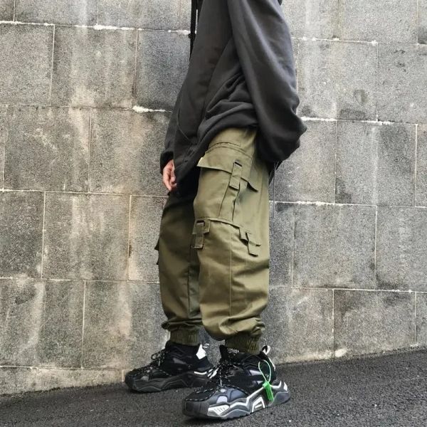 Calças houzhou techwear calças de carga dos homens preto calças de carga masculino verde tamanho grande jogging japonês streetwear hip hop safari estilo 4xl