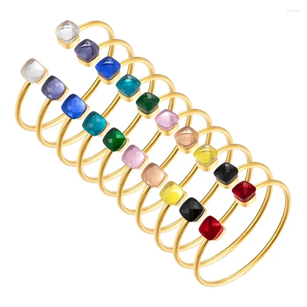 Charme Armbänder Mode Frauen Edelstahl Zehn Farben Kombination Doppel Schöne Glas Armreifen Für Schmuck Party Geschenk