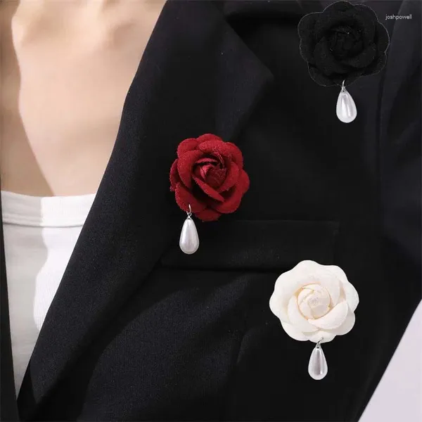 Broschen Vinatge Weiße Blume Perlenbrosche Für Frauen Elegante Süße Kamelie Quaste Pins Kleidung Hochzeit Schmuck Geschenke