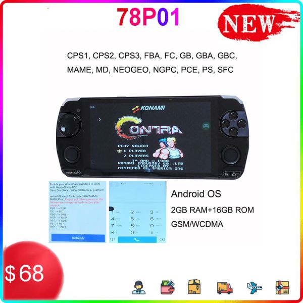 Giocatori MOQI IPS Visualizza PSP Phone Classics Console di gioco portatile Nostalgic GBA NES FC CP1 2 MD Console di gioco con 2G GSM 3G WCDMA