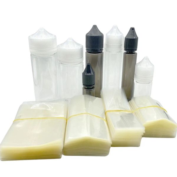 Flaschen 200 Stück transparente Schrumpfschläuche aus PVC für 15 ml, 30 ml, 50 ml, 60 ml, 100 ml, 120 ml, Kunststoff-Stiftflasche. Schneller Versand