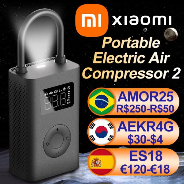 Steuern Sie die tragbare Xiaomi Mini-Luftpumpe 2 und den elektrischen Luftkompressor Treasure TypeC Multitool Inflator. Digitale Reifendruckerkennung