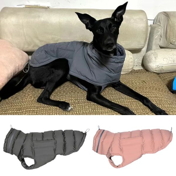 Parkas windbreak roupas para animais de estimação inverno quente engrossar filhote de cachorro para baixo jaqueta para cães pequenos médios whippet galgo casacos mascotas roupas