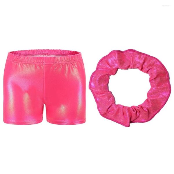 Shorts ativos para meninas dança glitter balé atlético ginástica moda faixa de cabelo acessórios de ioga