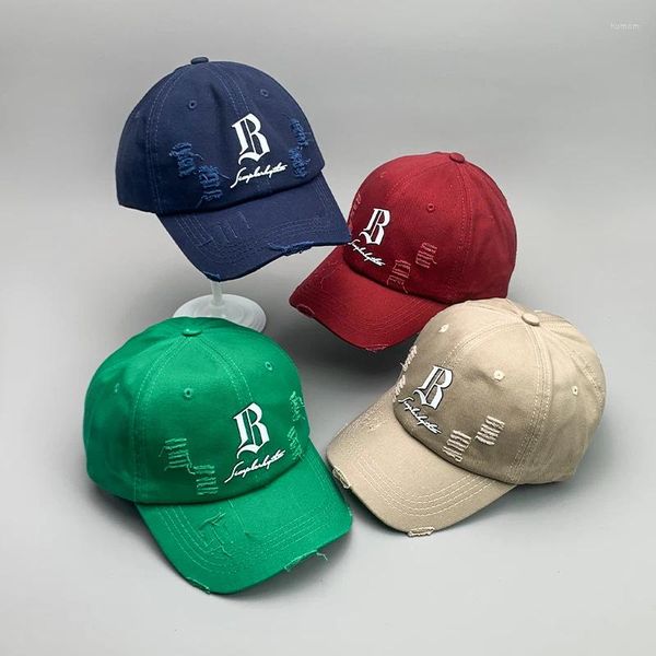 Cappellini da baseball Foro semplice Lettera B Uomo Donna Cappelli da baseball Cotone INS Style Streetwear Kpop Facile abbinamento Regolabile Sport confortevole