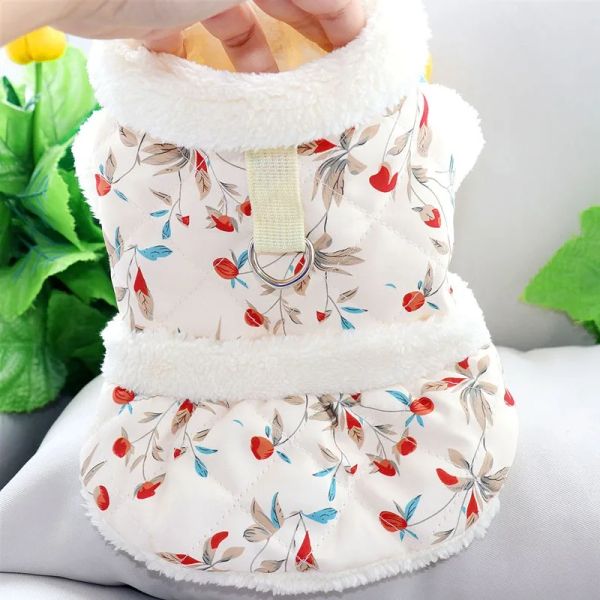 Parkas flores doces coletes de cão inverno algodão roupas para cães pequenos casacos jaqueta filhote de cachorro yorkshire terrier roupas chihuahua gato