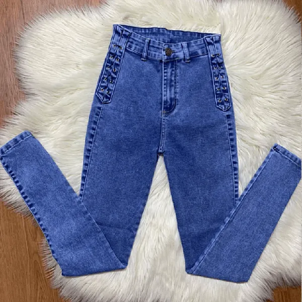 Джинсы Новые стройные штаны Мода Жан женщин с высокой талией персонализированные брюки для джинсов нажимают