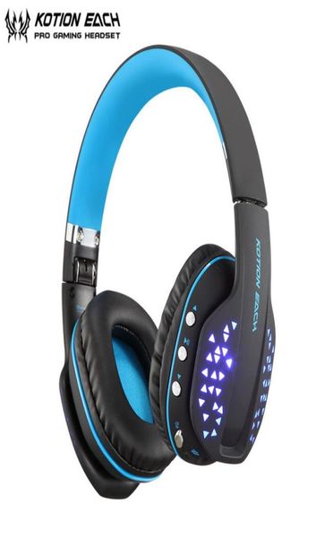 KOTION EACH Leuchtender Bluetooth-Kopfhörer, faltbar, kabellos, tiefer Bass, Stereo für PS4, Gaming-Headset mit Mikrofon, LED-Kopfhörer, Hände9386965