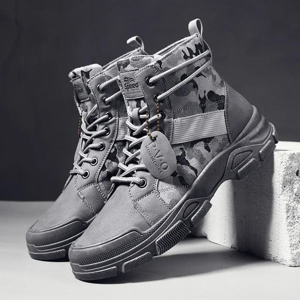 Stivali militari per uomo Autunno High Top Camouflage Desert Casual Appartamenti Uomo Boot Traspirante Antiscivolo Scarpe da lavoro Zapatillas Hombre 240220