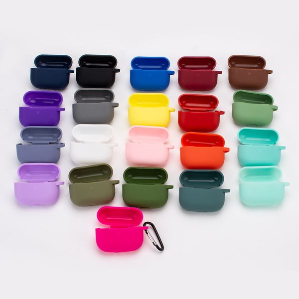 Protetor de fone de ouvido de 18 ou 21 cores para Airpods PRO Capa de silicone com gancho TPU macio capa protetora ultrafina bolsa de manga para capa de fone de ouvido Air pods