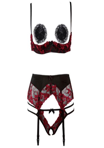 Bras conjuntos ultrafinos 14 xícara sutiã e calcinha liga conjunto mulheres sexy lingerie bordado renda aberta peito crotchless calcinha s3270291