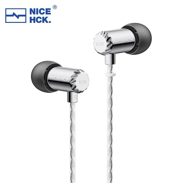 Fones de ouvido Nicehck X39 3,5 mm L Plug HiFi Wired Inear Fone de ouvido Mini 6mm Titanium Banhado Dinâmico Earbud HD Microfone Sleep Game Music IEM