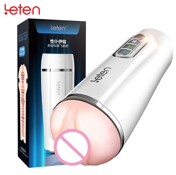 Leten Pocket Pussy Vakuumsauger Männlicher Masturbator Sprachinteraktion Elektrische Deep Throat Masturbation Vibrierendes Sexspielzeug für Männer T4534109