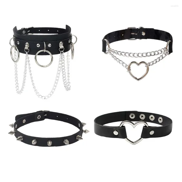 Ожерелья с подвесками, 4 шт., колье-чокер в стиле панк, в форме сердца, воротник-шип для женщин, колье из сплава