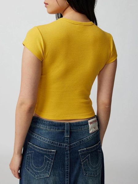 Kadın Tişörtleri Kimydream Kadın Günlük Kırpılmış Temel T-Shirt Hayvan Baskı Yaz Kısa Kollu Crewneck İnce Fit Bebek Tee Tops Street Giyim