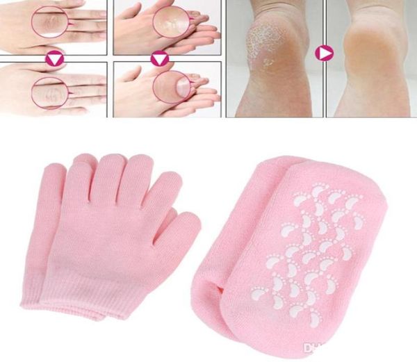 Guanti riutilizzabili in gel SPA idratanti Guanti sbiancanti Trattamento esfoliante Liscia bellezza Maschera per le mani Cura dei piedi Calzino in silicone Guanto2312519