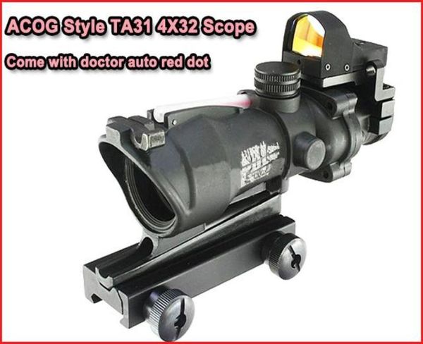 Cannocchiale tattico TA31 ACOG 4X32 con mirino automatico Red Dot Nero7706415