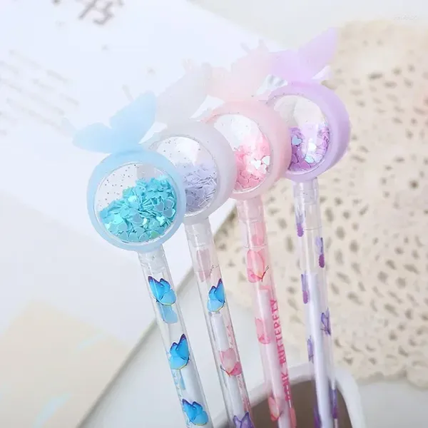 1 pz creativo farfalla multicolore glitter ricreazione penna gel carina penne kawaii penna a sfera per ufficio scolastico