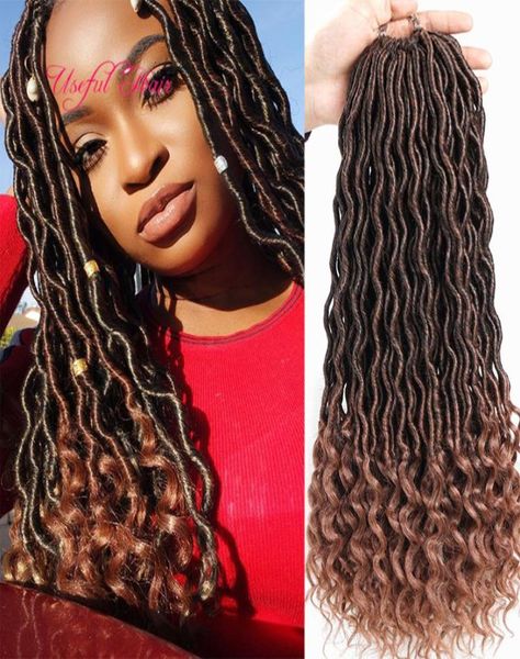 OMBRE COLOR GODDESS LOCS HAIR Марли плетение волос Наращивание волос 80 г 18-дюймовые вязаные крючком косы Ombre объемная волна плетение волос в богемном стиле 1605482