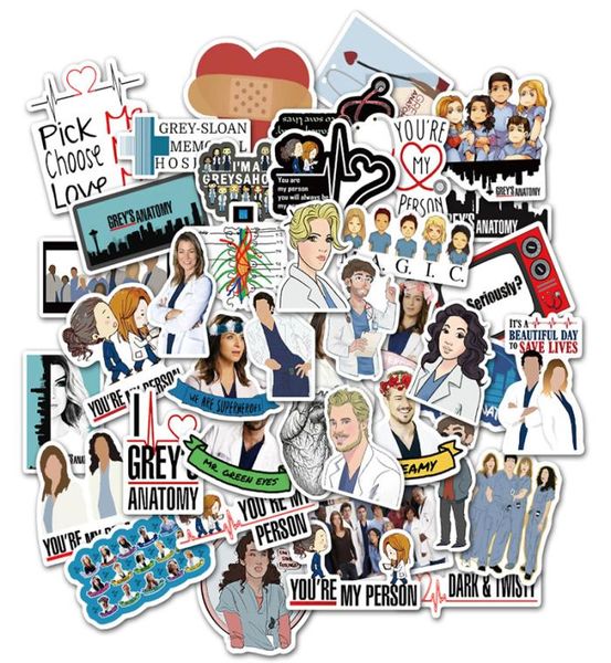 50PCS TV Show Grigi adesivi Anatomia Divertente PVC Scrapbooking per Laptop Skateboard Moto Decalcomanie3268990