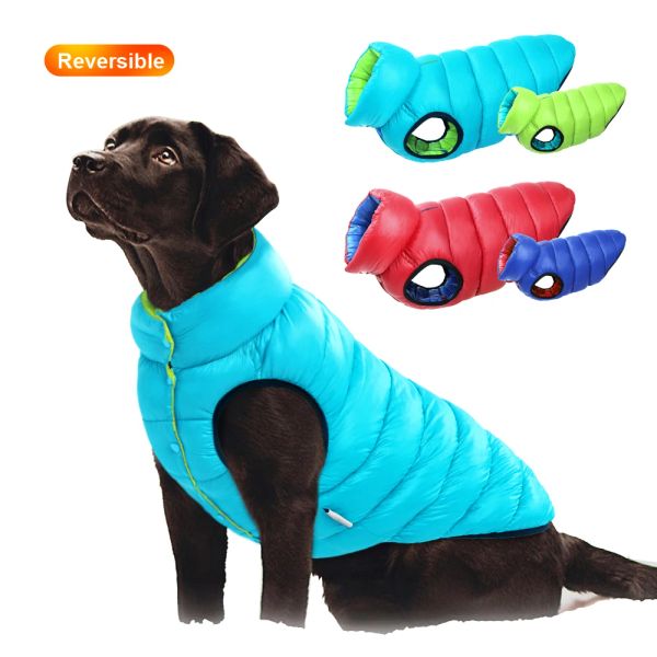 Jaquetas de inverno roupas para cães reversível à prova dwaterproof água colete quente pet casaco jaqueta grande roupa para cães pequenos grandes pitbull l7xl