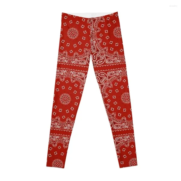 Aktive Hose, rote Bandana-Leggings, hohe Taille, für Fitness-Set, Fitnessstudio, Damen