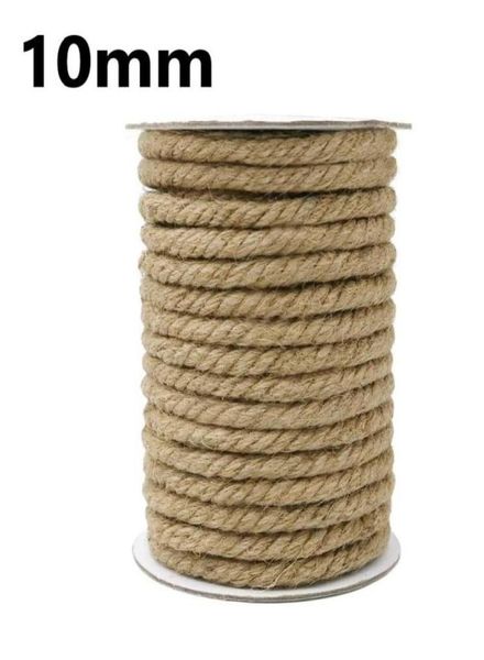 10 mm dickes natürliches Jute-Seil, strapazierfähig, Makramee-Schnur, DIY-Handwerk, handgefertigt, Hochzeit, Heimdekoration, Garn 8880887
