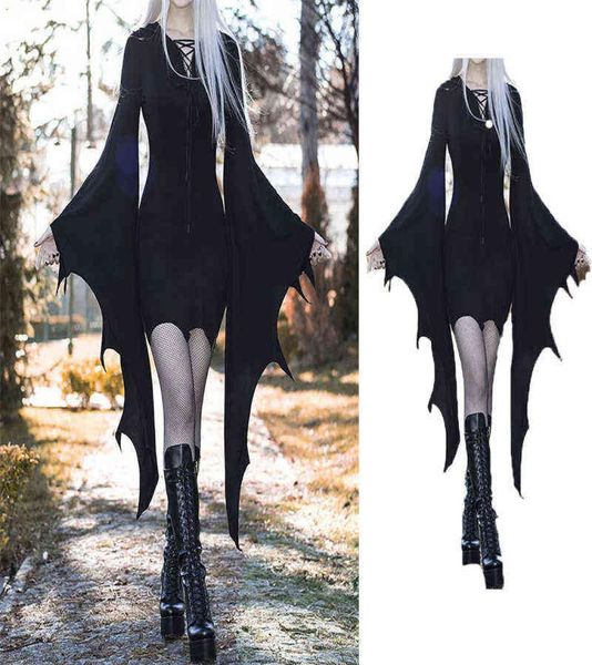 Erwachsene Cosplay Kommen Mittelalterliche Wald Elf Hexe Gothic Punk Vintage Kommen Sexy Halloween Karneval Party Kleid L2207143441148