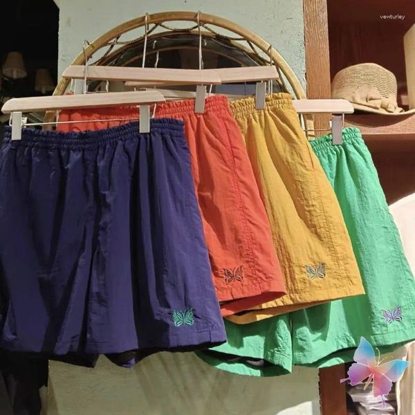 Pantaloncini da uomo Stock Aghi multicolori Casual Rete di nylon Traspirante Pantaloni ad asciugatura rapida Farfalla ricamata da spiaggia Uomo Donna