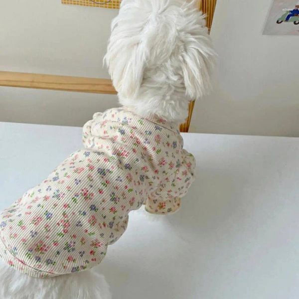 Vestuário para cães com manga bufante floral roupas para animais de estimação padrão de acabamento fino macio e confortável para suprimentos