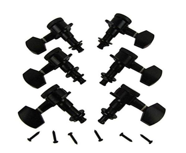 6pcs Sağ satır içi mühürlü ayar mandalları kilitleme büyük düğme makine kafaları Fender strat gitar değiştirme black4274411