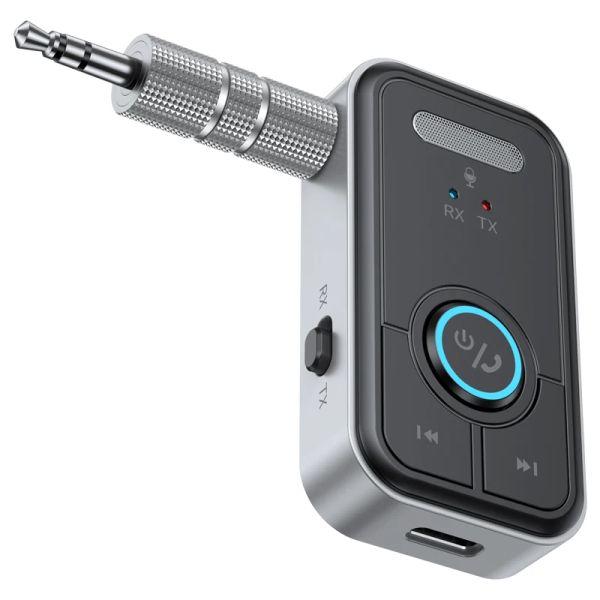 Lautsprecher 2in1 Bluetooth 5.3 Audio Receiver Sender Auto Stereo Wireless Adapter Freisprecheinrichtung 3,5 mm AUX-Buchse für Kopfhörer Lautsprecher TV PC