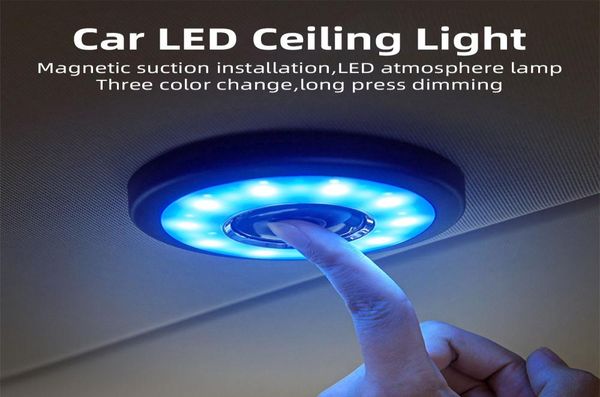 1PCS Wireless Led Usb Car Interior Soffitto Dome Light Lettura USB Ricarica Tetto Lampada magnetica Tipo touch Luce notturna Ricaricabile3223442