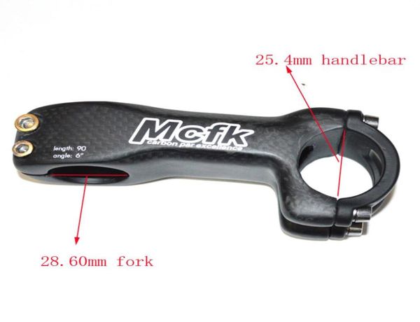 Mcfk fosco fibra de carbono estrada bicicleta haste mtb ciclismo peças guiador hastes carbono 254mm comprimento 70 80 90 100 110 120mm angle3760988