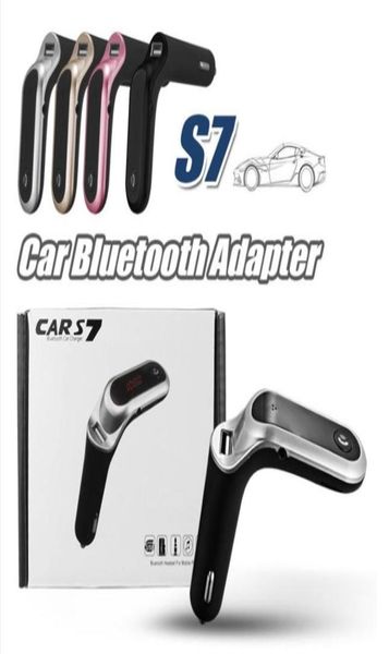 FM Verici S7 Bluetooth Araba Kiti Eller FM Radyo Adaptörü LED Araç Bluetooth Adaptörü Desteği TF Kart USB Flash Drive Aux Input6029910