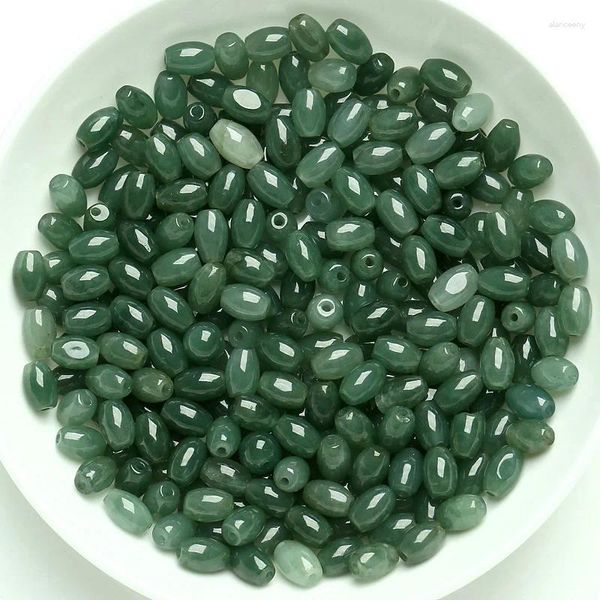 Pedras preciosas soltas 10 peças, óleo esmeralda natural-verde jadeíta, acessórios ovais, pulseira diy, joias, moda esculpida à mão, amuleto da sorte