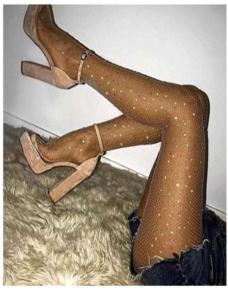 Collant a rete con diamanti estivi per ragazze Collant a rete lucida con strass Calze a rete in nylon Collant Sox 3 colori 469 K21066580