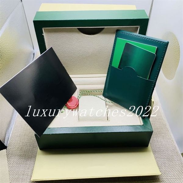 Fornecedor de fábrica verde marca caixas originais papéis presente relógios caixa de couro saco livreto cartão para 116610 116660 116710 116613 11650209p