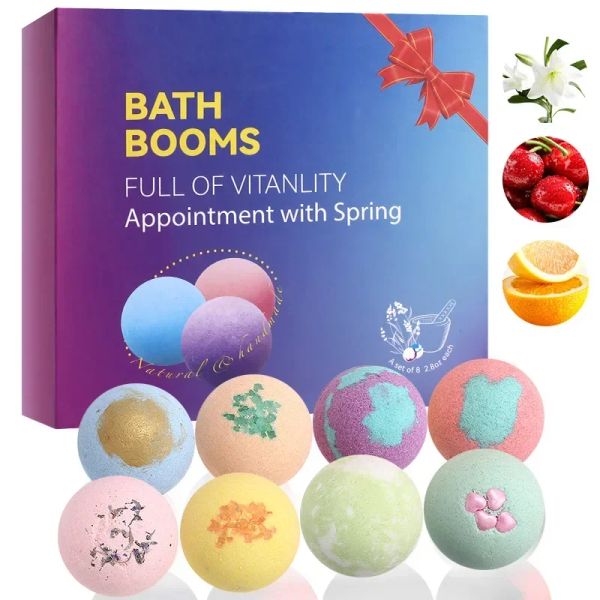 Bomba da bagno bomba da bagno set fiore secco colore misto olio essenziale palla da bagno a bagno misto a sfera galleggiante bomba a palla salata