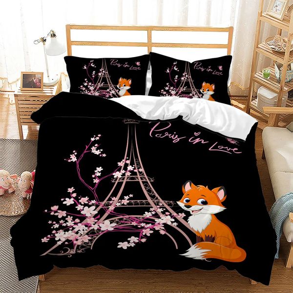 set incantevoli fumetti fumetti lettiere set da letto animale coperta piumino trapunta set di decorazioni per la casa gemella singola regina king size alla moda kawaii gif