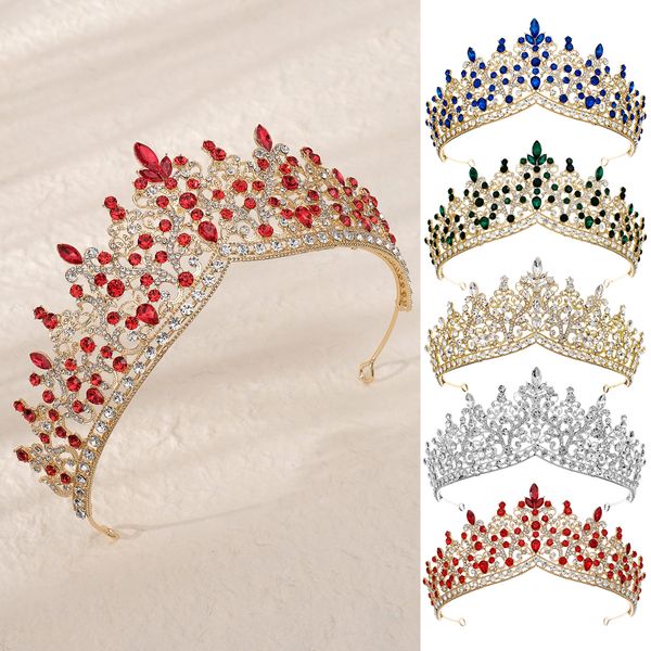 Kadınlar için Gümüş Taç Kristal Noel Süslemeleri Tiara Rhinestones Kraliçe Baş Bandı Prenses Parti Gelin Doğum Günü Prom