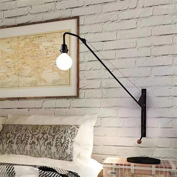 Lâmpadas de parede Vitra Potence Lâmpada Loft American Country Industrial Pipe Light Cabeceira Long Arm Swing Iluminação E27 Decoração de Cozinha