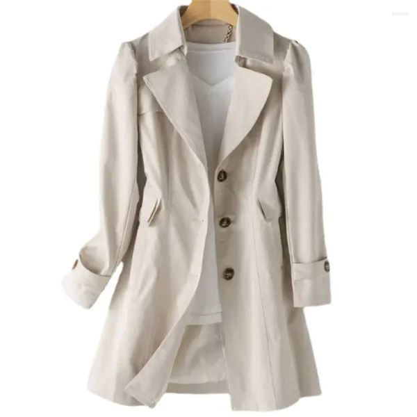 Cappotto di pelliccia da donna Versione coreana 988 Abbigliamento primaverile e autunnale Doppio petto Slim sopra il ginocchio in lungo trench per le donne