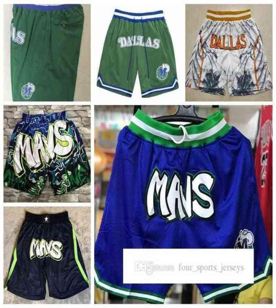 Bedruckte Dallas039039Mavericks039039Herren-Basketballshorts JUST DON Stitched Mitchell and Ness With Pocket Zipper Sweatp7978154