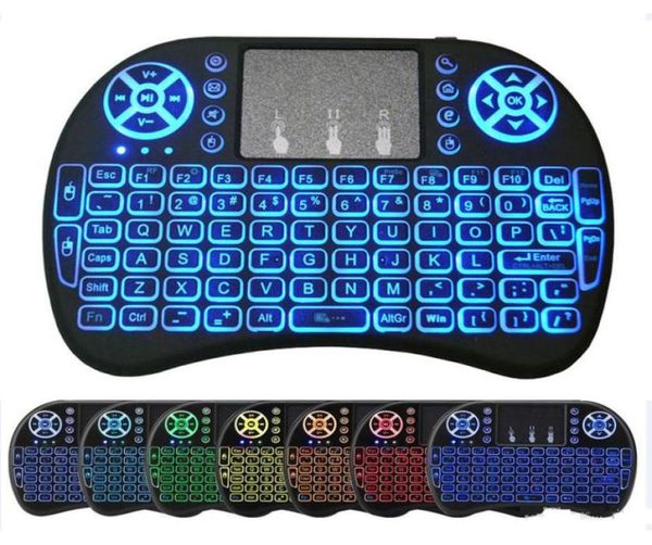 I8 backlight mini teclado sem fio retroiluminado fly air mouse controle remoto touchpad portátil bateria de lítio recarregável para androi8069021