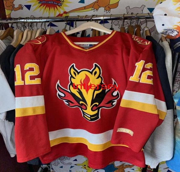 дешевые изготовленные на заказ хоккейные майки CCM Calgary Flames винтажные Iginla Horse Head редкая вышивка любое числовое имя МУЖСКИЕ ДЕТСКИЕ ХОККЕЙНЫЕ ТРИКОТАЖИ XS5XL1494432