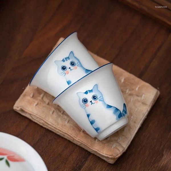 Teetassen im chinesischen Stil, modisch, Cartoon-Malerei, niedliche Katze, Probe, Keramik, Besitzertasse, Einzeltasse, Heim-Gastfreundschaft, Kung-Fu-Set