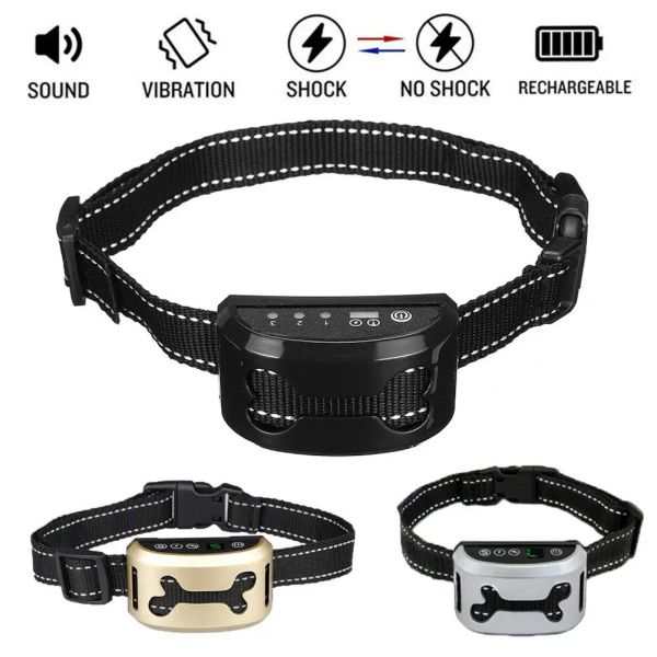 Abschreckungsmittel intelligenter Hund Anti -Rinde -Kragen Ultraschall wiederaufladbare Trainingshalsbänder wasserdichte Schwingungshund Stop Barking Control Bark Col